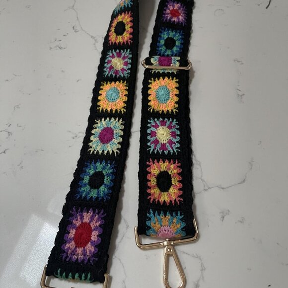 Wide Purse Straps Crochet Flower Replacement Crossbody for Handbag - Picture 5 of 10